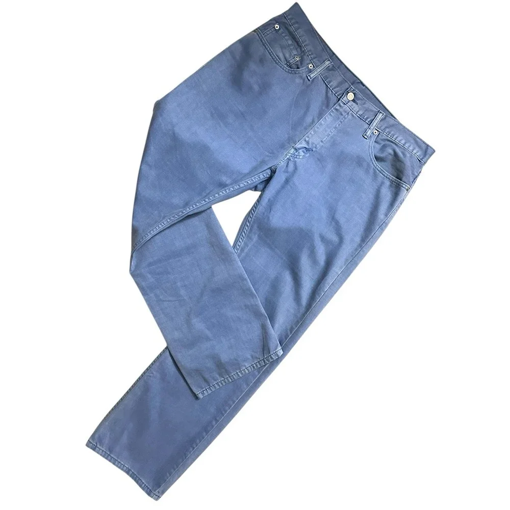 LEVI‎ 514 MEN JEANS W38 L31 CORNFLOWER BLUE BRUSHED COTTON